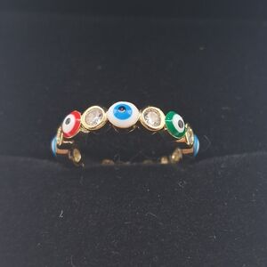 Gold Multicolor Evil Eye Ring